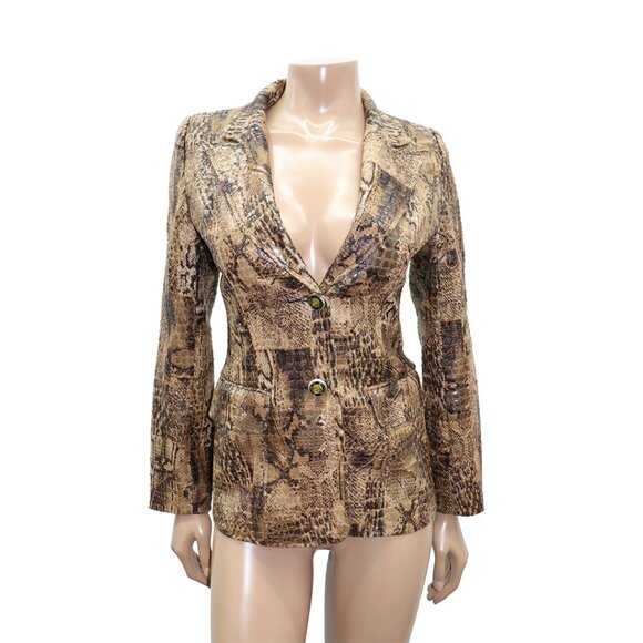 Vintage Dannicai France Snake Skin Jacket Animal Print Fitted Blazer S - Picture 1 of 6